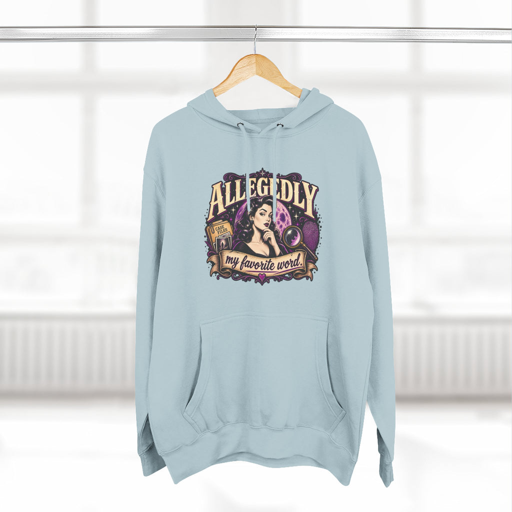 Hoodie — "Allegedly My Favorite Word" Retro Witch Graphic