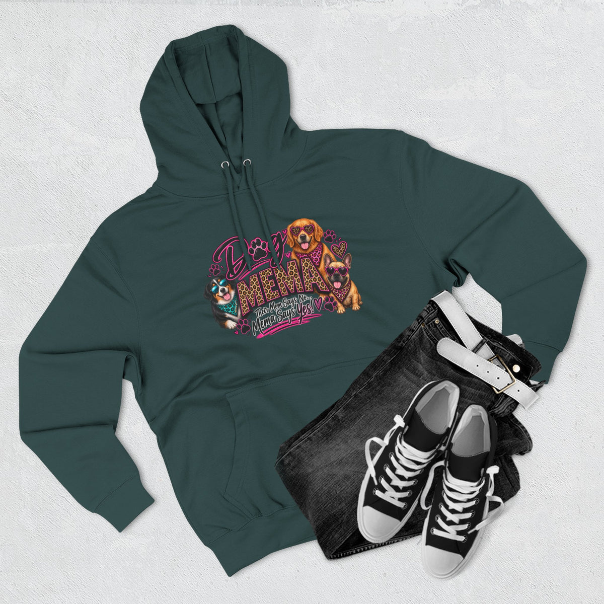 Dog Mema Hoodie — Cute Paw Print Graphic Pullover for Grandma Dog lovers