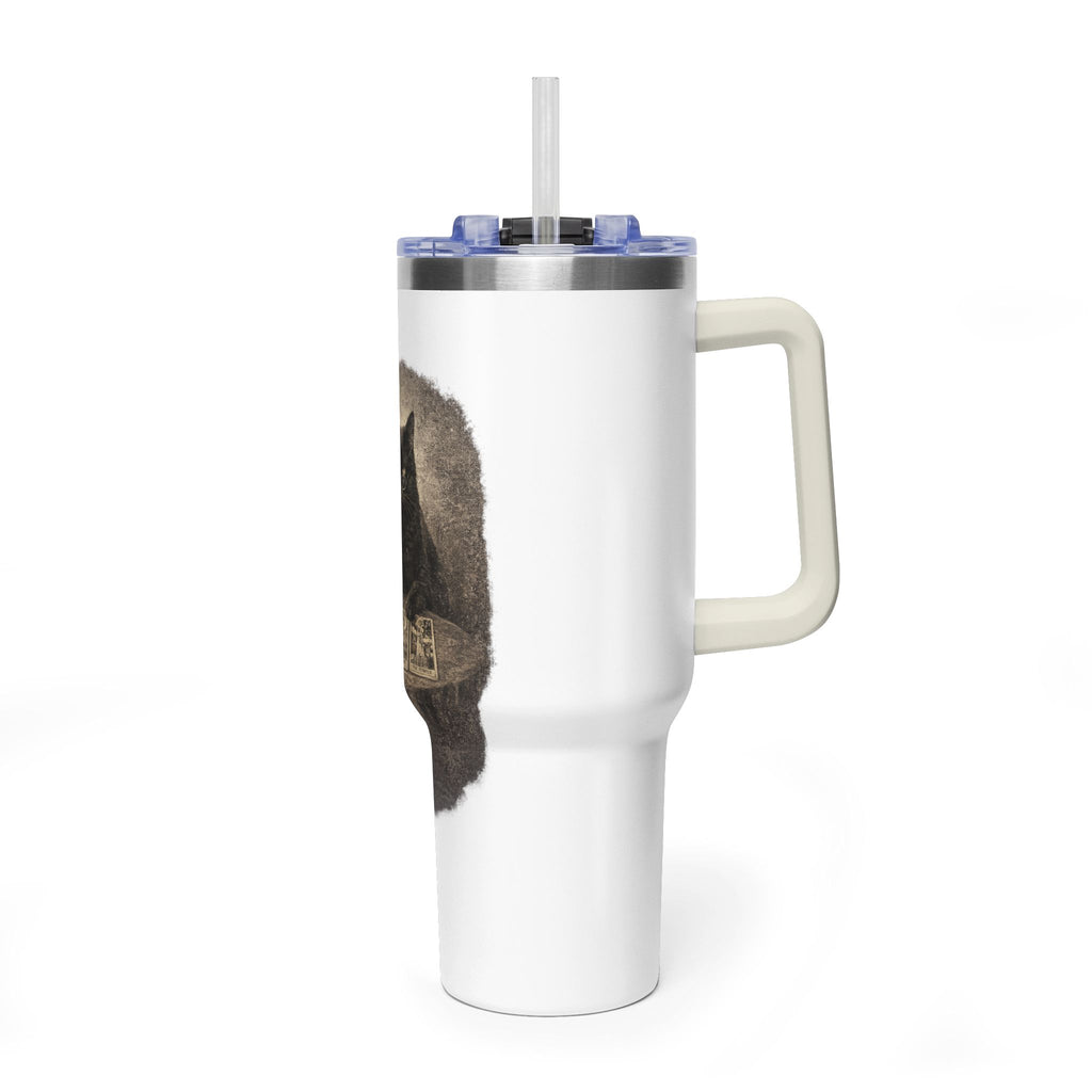 40oz Black Cat Tarot Tumbler — Witchy Tarot Coffee Travel Mug