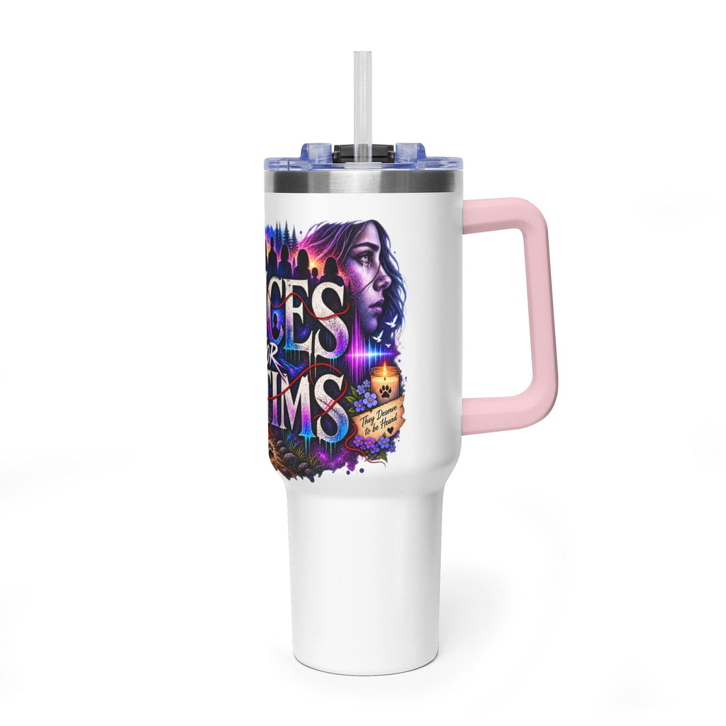 40oz Vacuum Tumbler - "Voices for Victims" Purple Feather Design