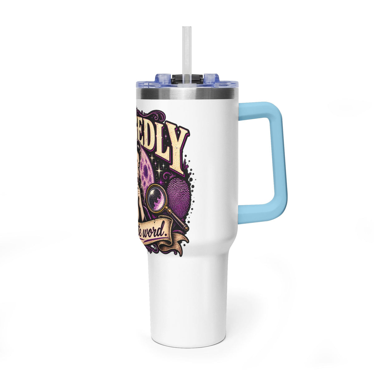 40oz Vacuum Tumbler - "Allegedly" Retro Detective Graphic