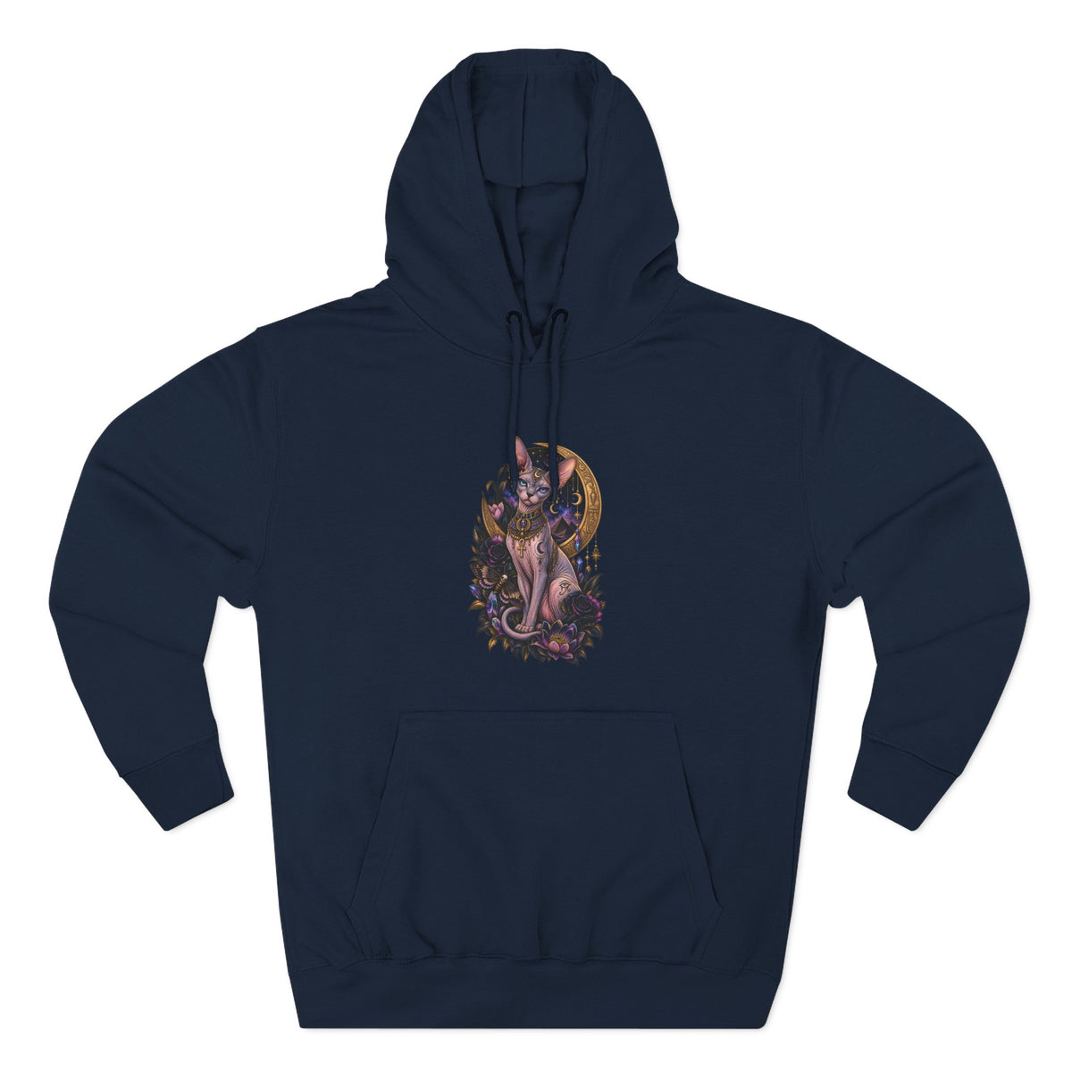 Mystic Moon Egyptian Sphynx Cat Hoodie — Gothic Feline Graphic Pullover