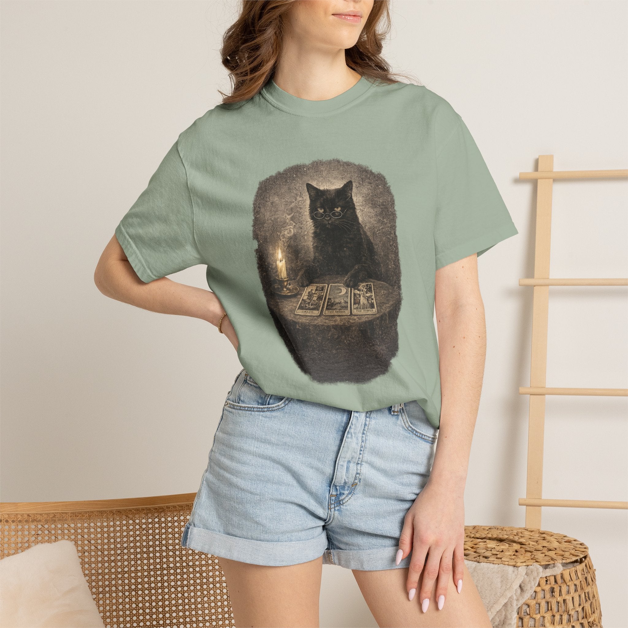 Tarot Cat T-Shirt — Black Cat Fortune Teller Graphic Tee