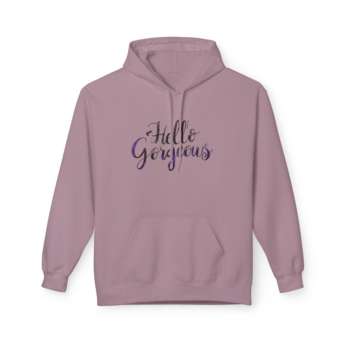 Hello Gorgeous Hoodie — Feminine Script Pullover for Women, Cute Gift for Friends & Self-Care
