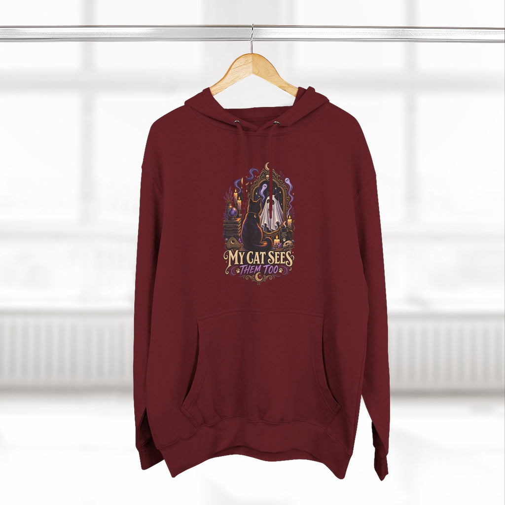 My Cat Sees Them Too- Black Cat Ghost Hoodie