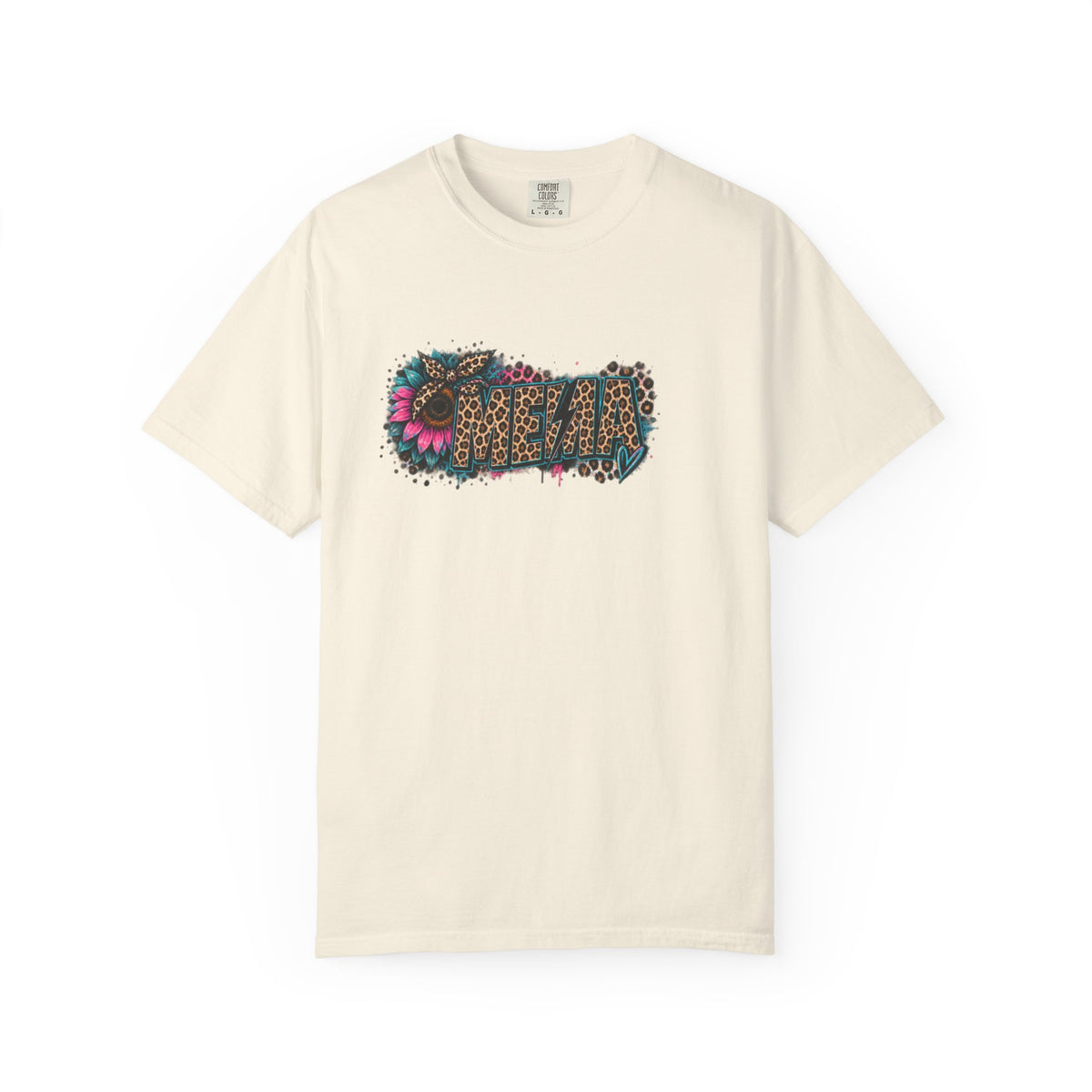 MEMA Leopard Floral Logo T-Shirt — Vintage Animal Print Graphic Tee