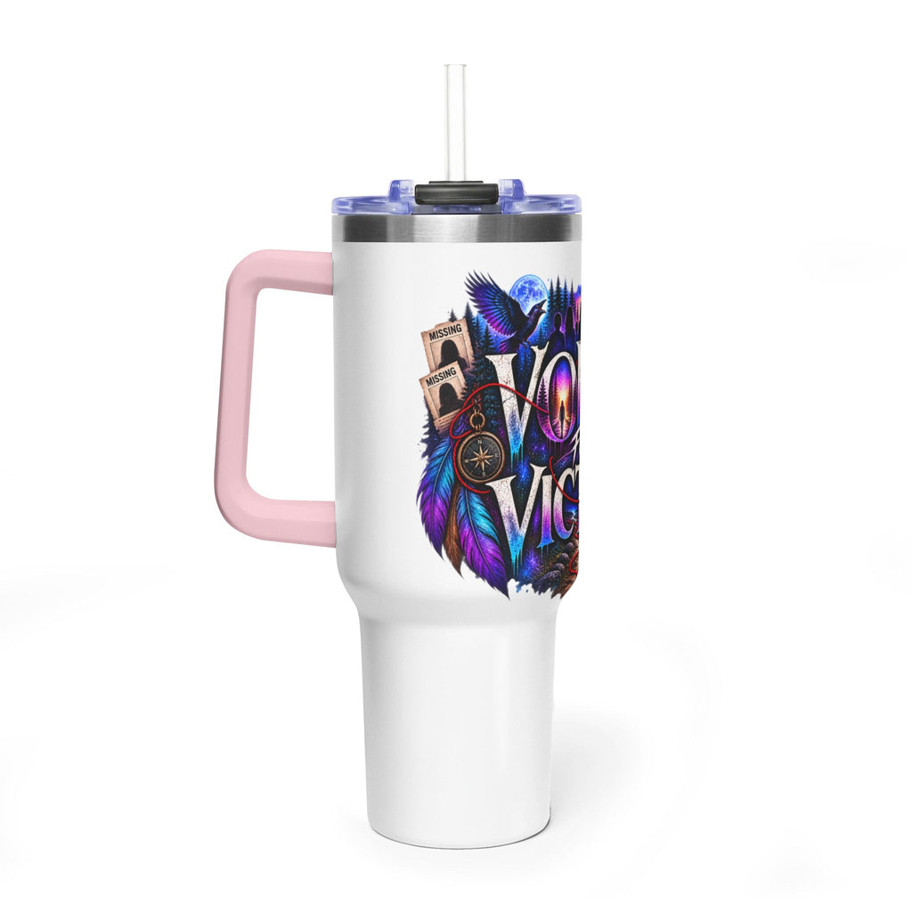 40oz Vacuum Tumbler - "Voices for Victims" Purple Feather Design