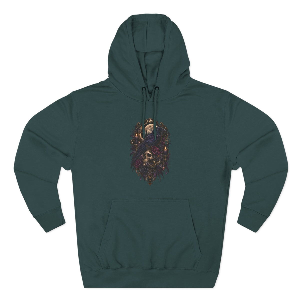 Raven Skull Graphic Hoodie — Gothic Fleece Pullover