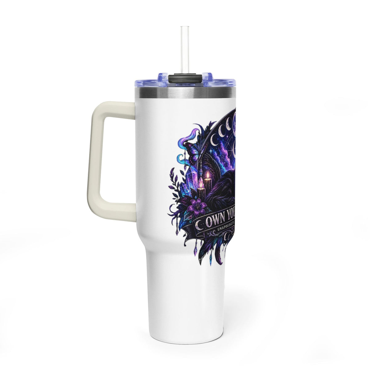 40oz Witchy Cat Thermal Tumbler – 'Own Your Energy' Insulated Travel Mug