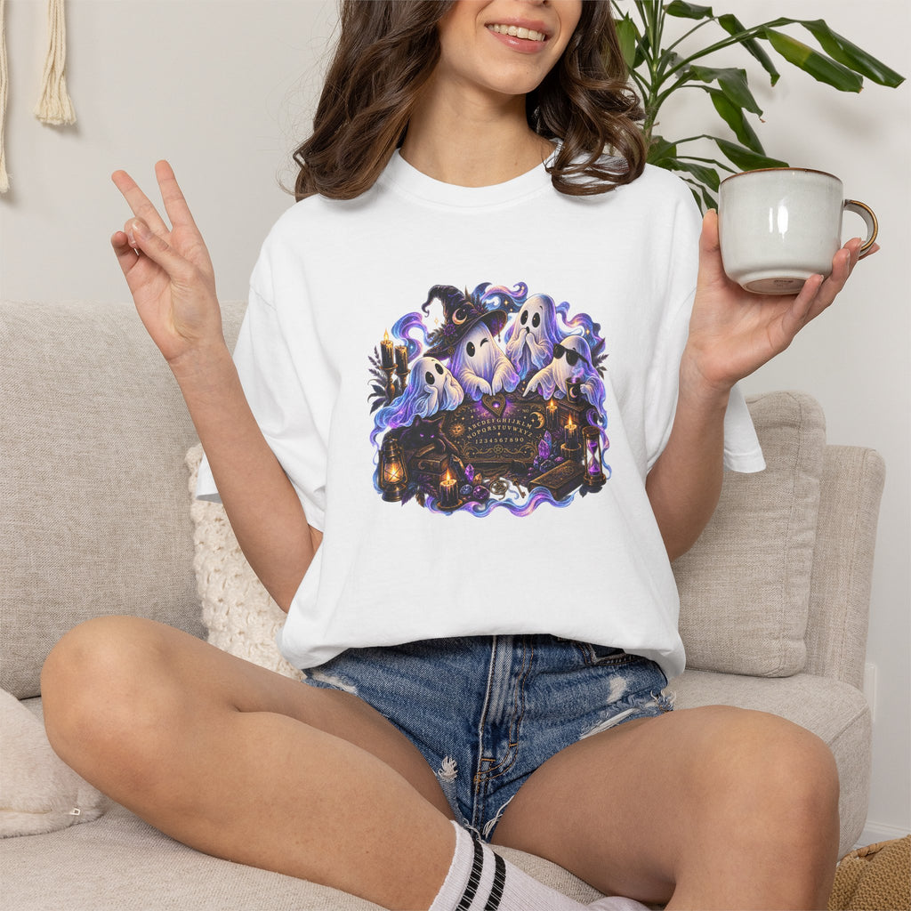 Halloween Ghost Crew T-Shirt — Spooky Night Pumpkin & Bats Graphic Tee