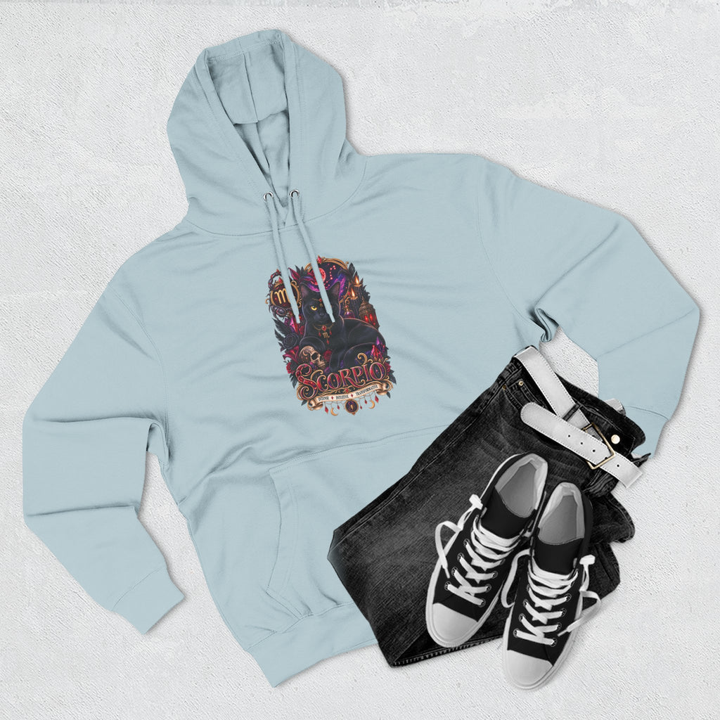 Scorpio Bombay Black Cat Floral Zodiac Hoodie — Intricate Scorpion Zodiac Sign