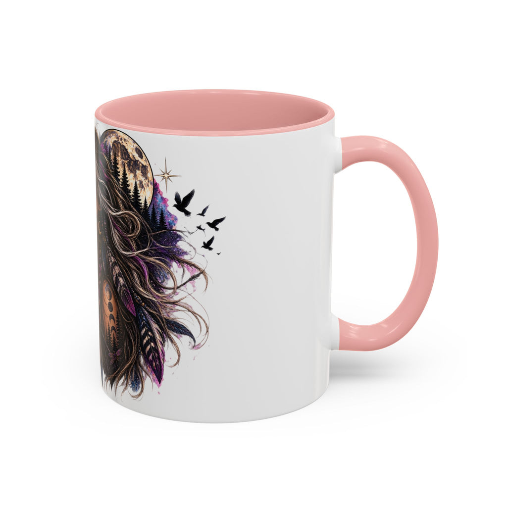 Feral Not Fragile Accent Coffee Mug — Wolf Goddess 11oz/15oz