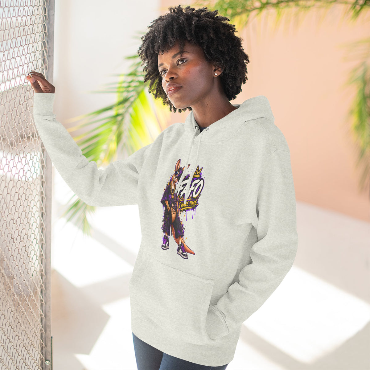 Streetstyle Kangaroo Graphic Hoodie — "FAFO" Retro Character Pullover