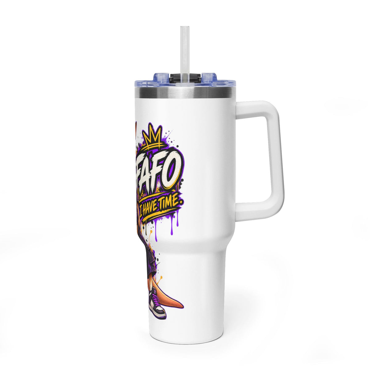 40oz Kangaroo Streetwear Tumbler — "FAFO I Have Time" Thermal Travel Mug