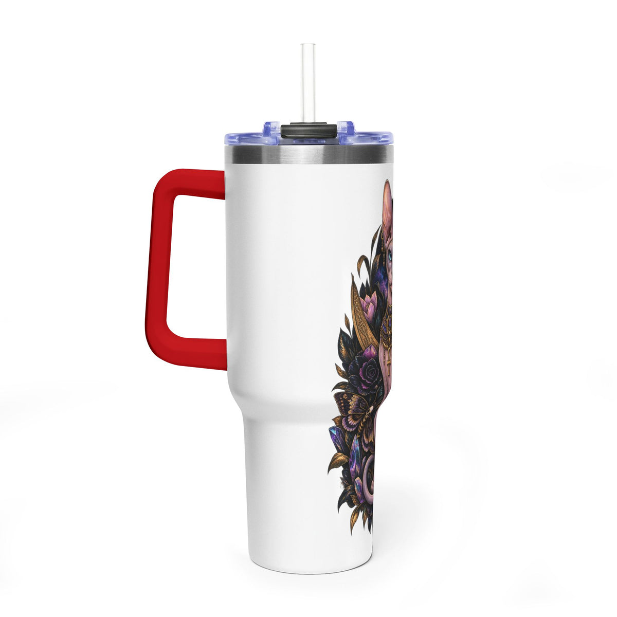 40oz Sphynx Cat Tumbler — Mystical Moon Vacuum Insulated Travel Mug