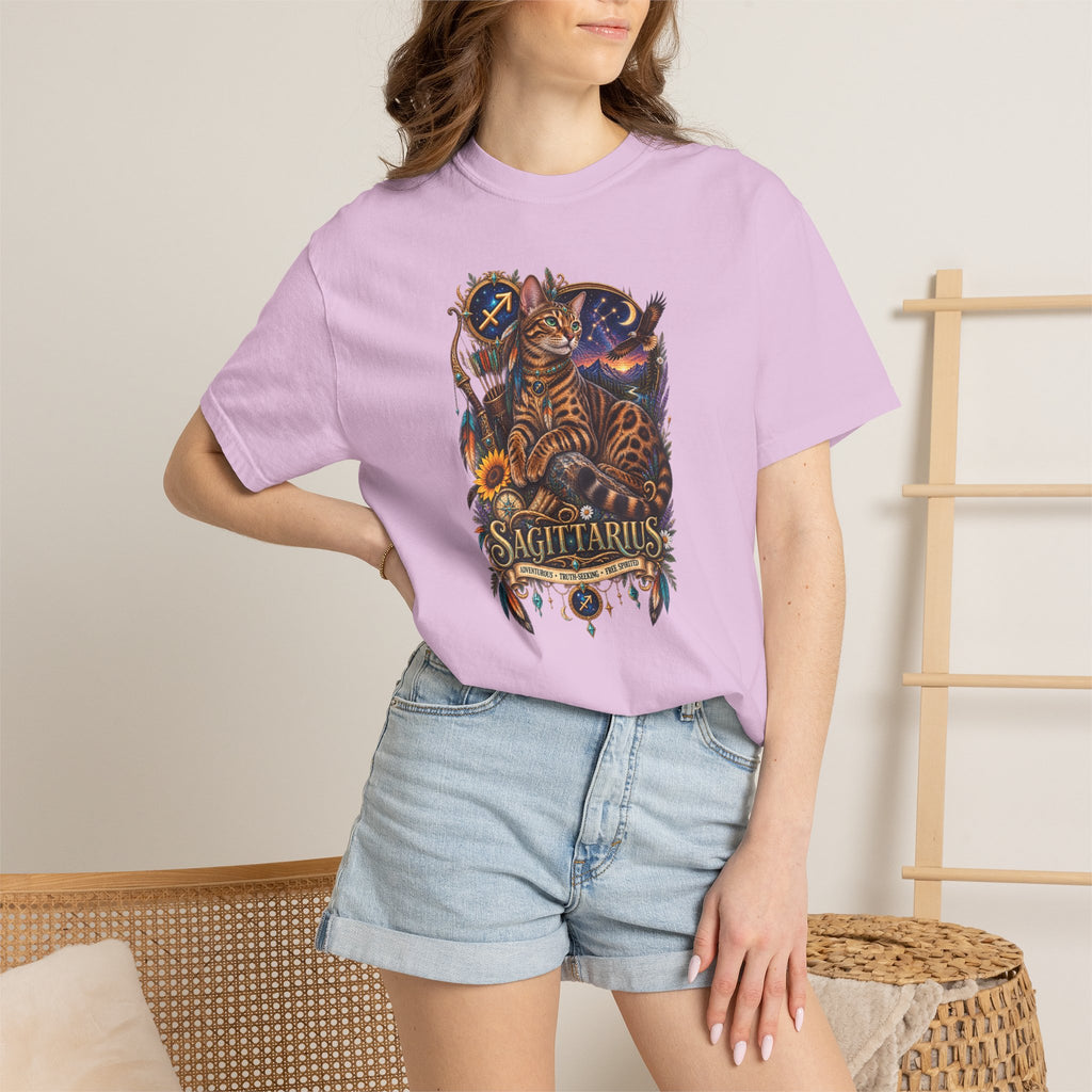 Sagittarius Zodiac Bengal Cat T-Shirt — Astrological Archer Horoscope Tee