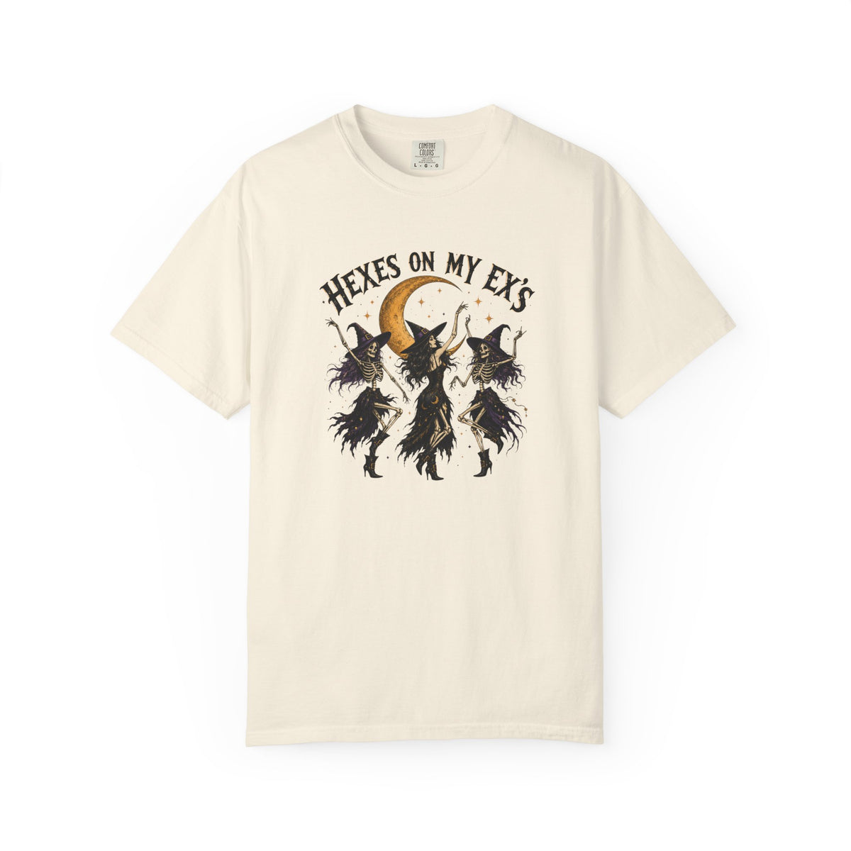 Witches and skeleton Graphic T-Shirt — "Hexes On My Ex's" Moon Witch Tee