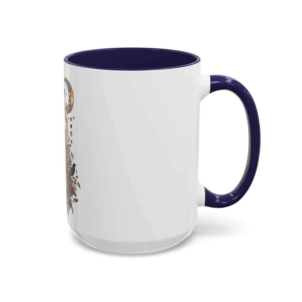 Skull & Moon Floral Coffee Mug — Gothic Botanical Accent Mug