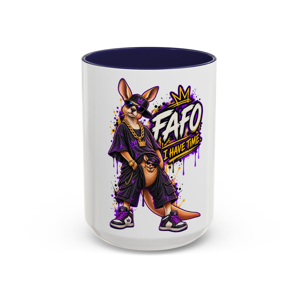 Kangaroo Streetwear Coffee Mug — "FAFO I Have Time" Accent Mug