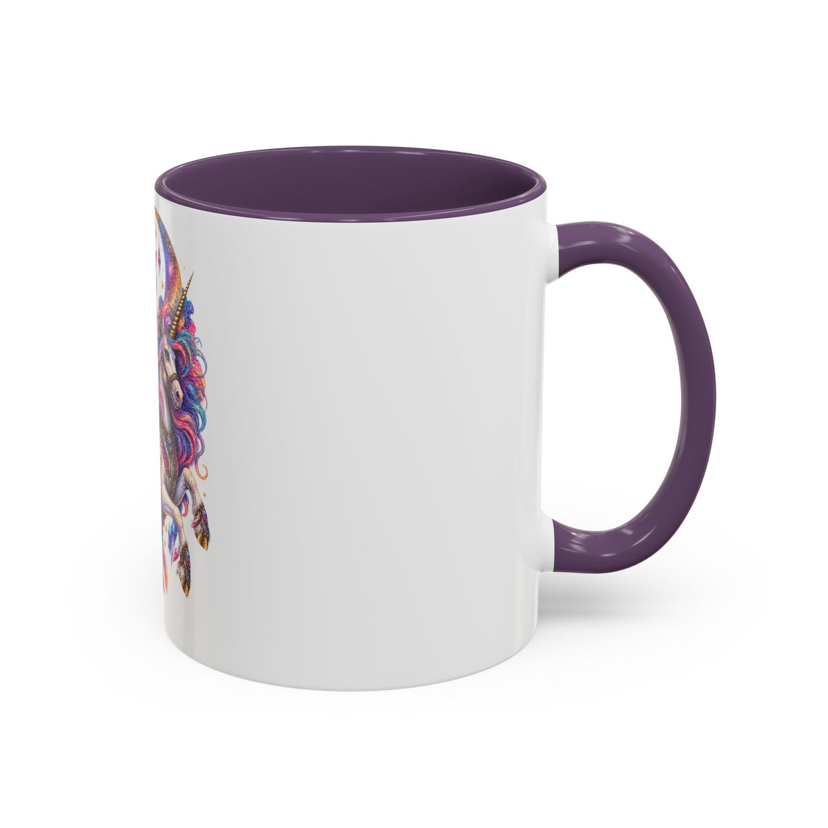 Magical Cat Knight on Unicorn Accent Coffee Mug — Colorful Fantasy 11/15oz