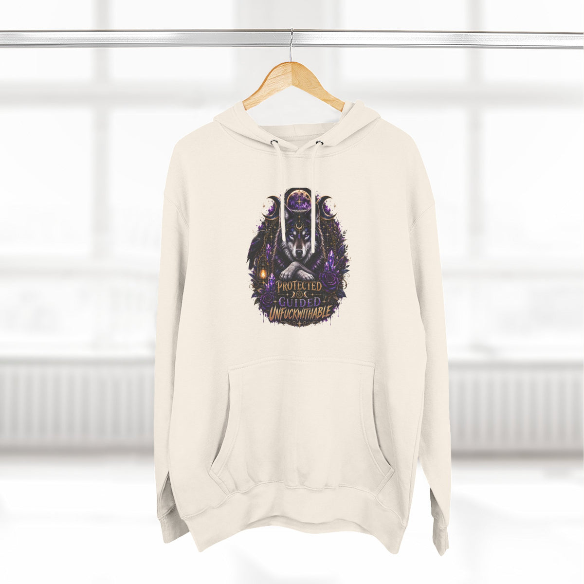 Guided, Protected Unfuckwithable Wolf Hoodie- Occult Graphic