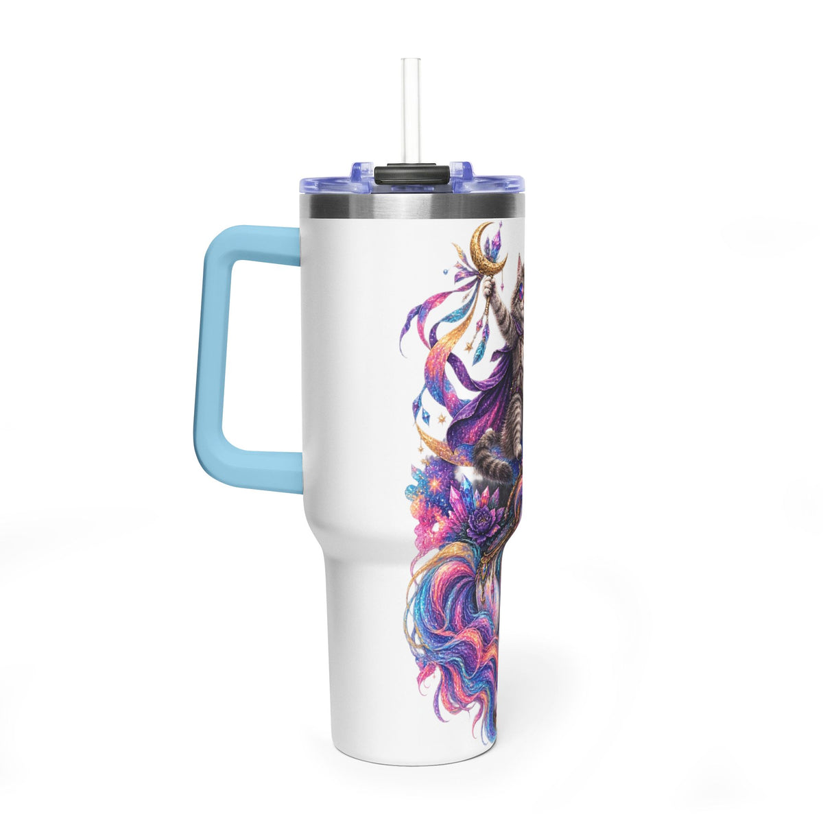 40oz Magical Unicorn Cat Tumbler – Colorful Fantasy Vacuum Insulated Cup
