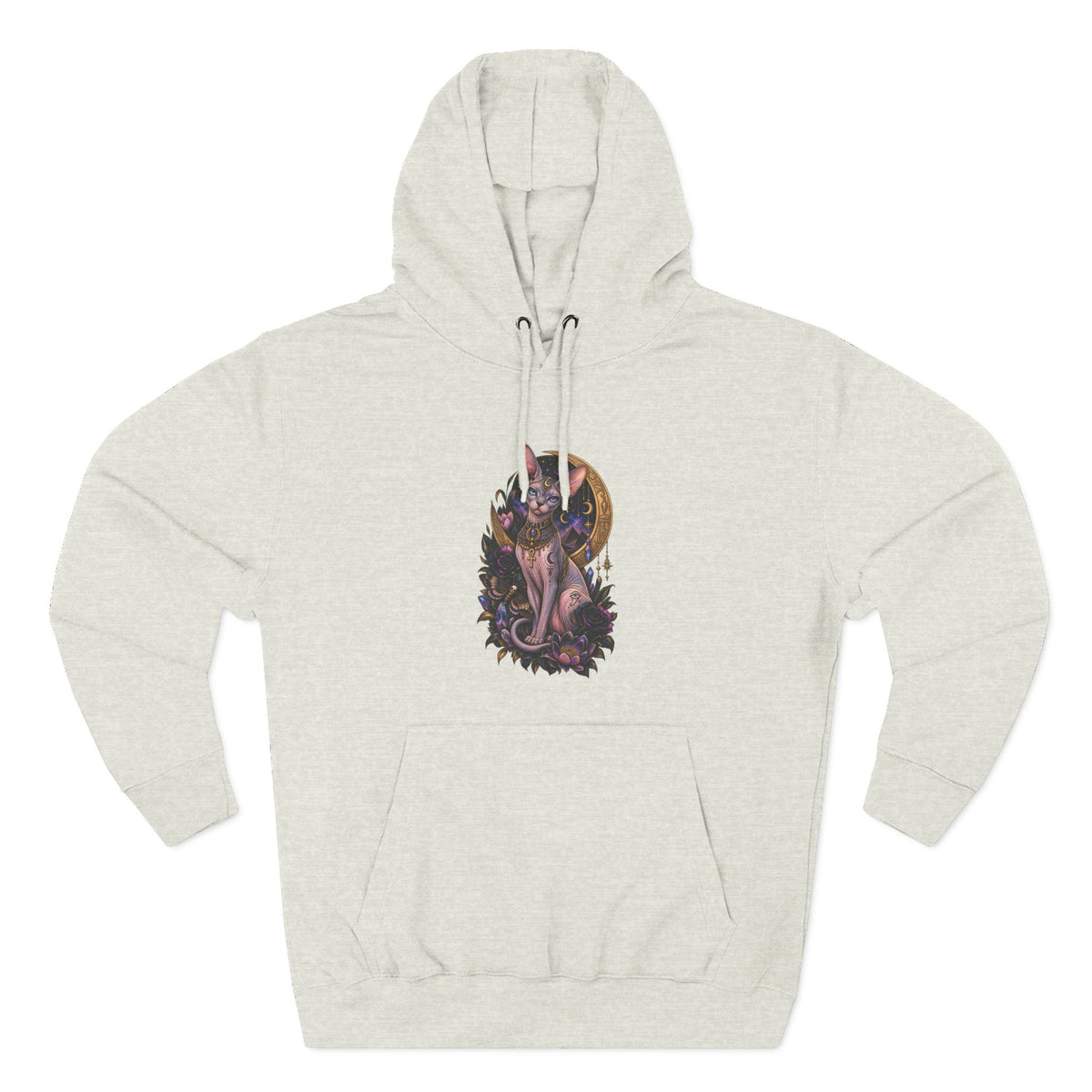 Mystic Moon Egyptian Sphynx Cat Hoodie — Gothic Feline Graphic Pullover