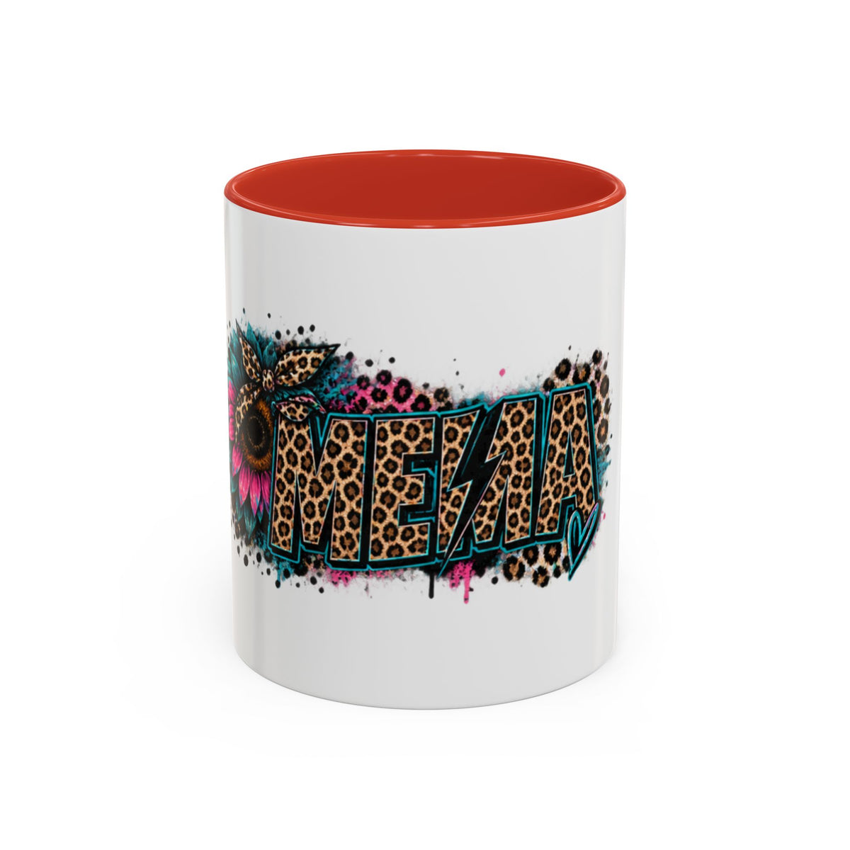 Leopard Print 'Mema' Accent Coffee Mug — Bold Animal Print Ceramic Mug- Mema Gift