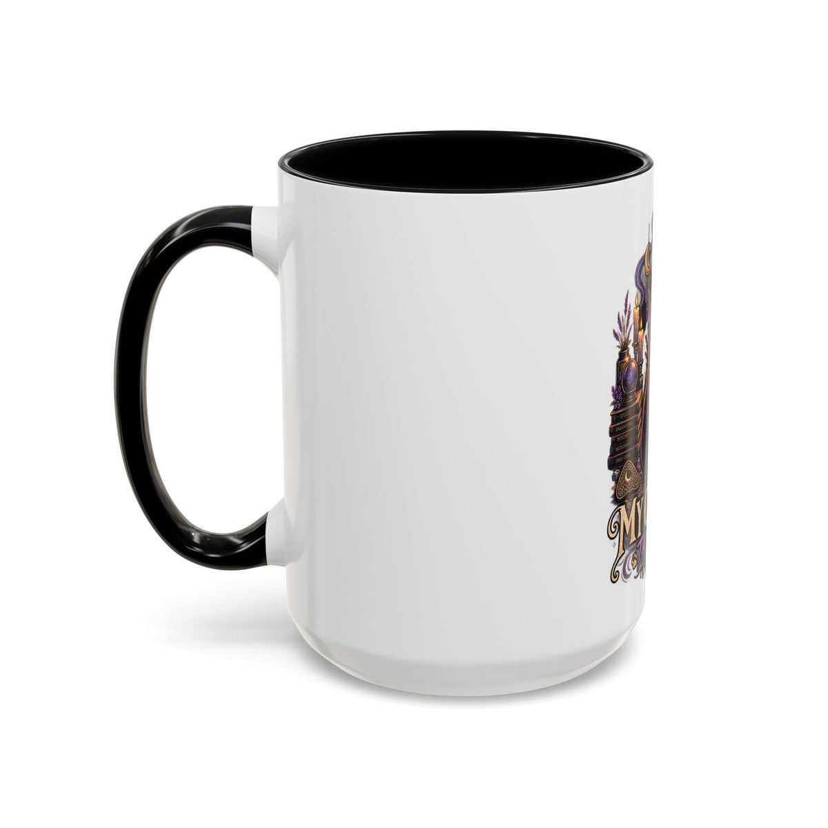 My Cat Sees Them Too Accent Coffee Mug – Halloween Cat & Ghost 11/15oz
