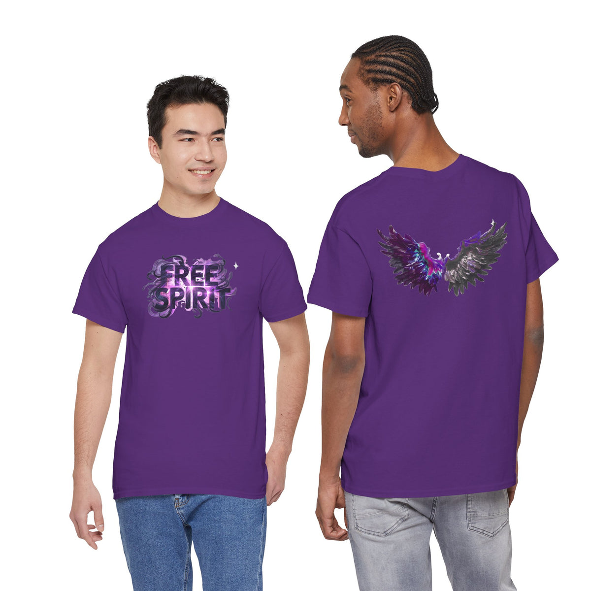 Free Spirit Tee — Purple Galaxy Wings Graphic T-Shirt