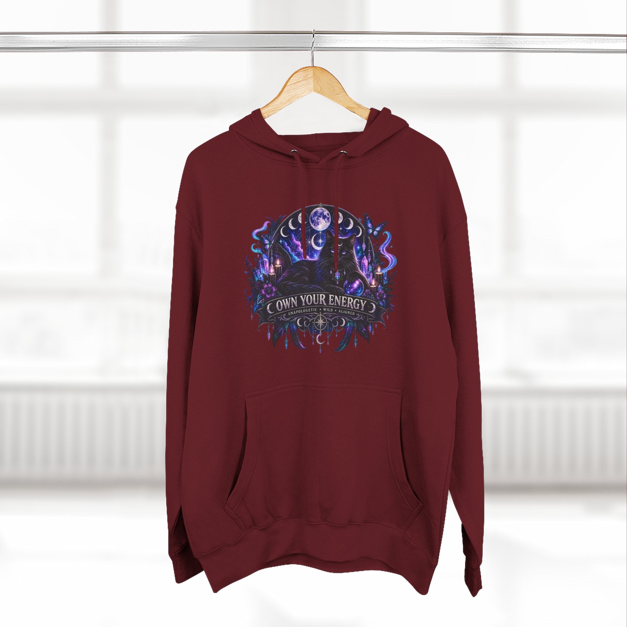 Mystical Black Cat Fleece Hoodie