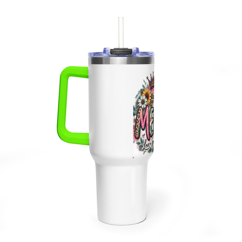 40oz Mama Tumbler – Floral Crown, Butterfly & 'Mama' Design Vacuum Thermal Mug
