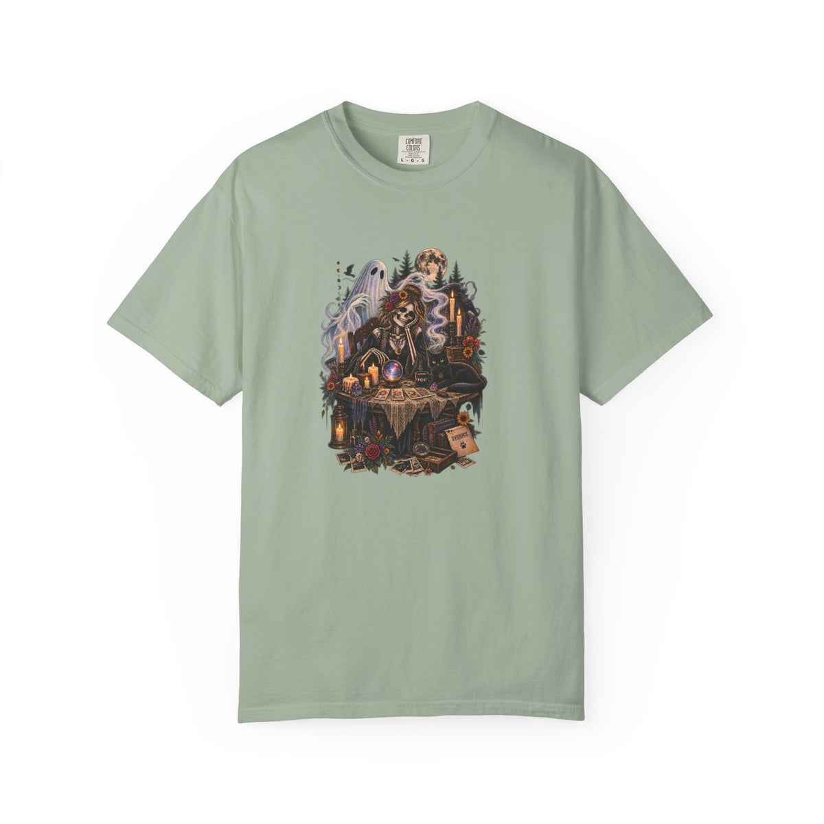 Tarot Seance Skeleton, Black Cat & Ghost Graphic Tee