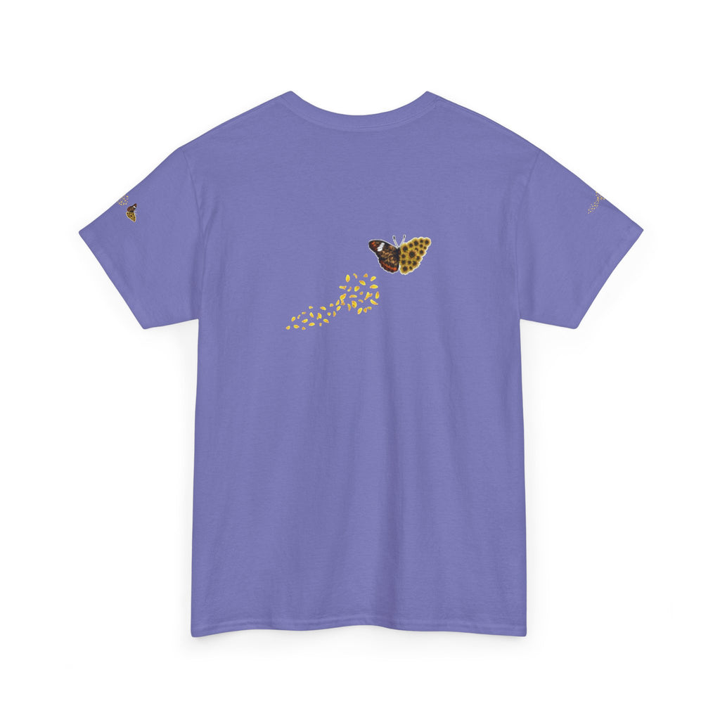 Sunflower Kitten Tee | Butterfly Accent, Floral Cat Shirt