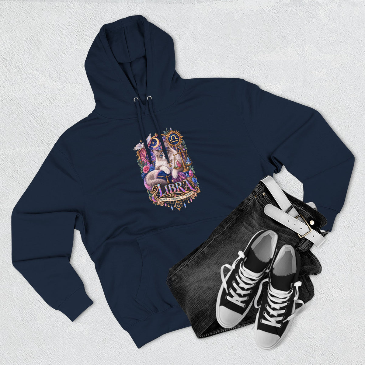 Libra Zodiac Hoodie — Persian Artistic Astrological Sign Sweatshirt