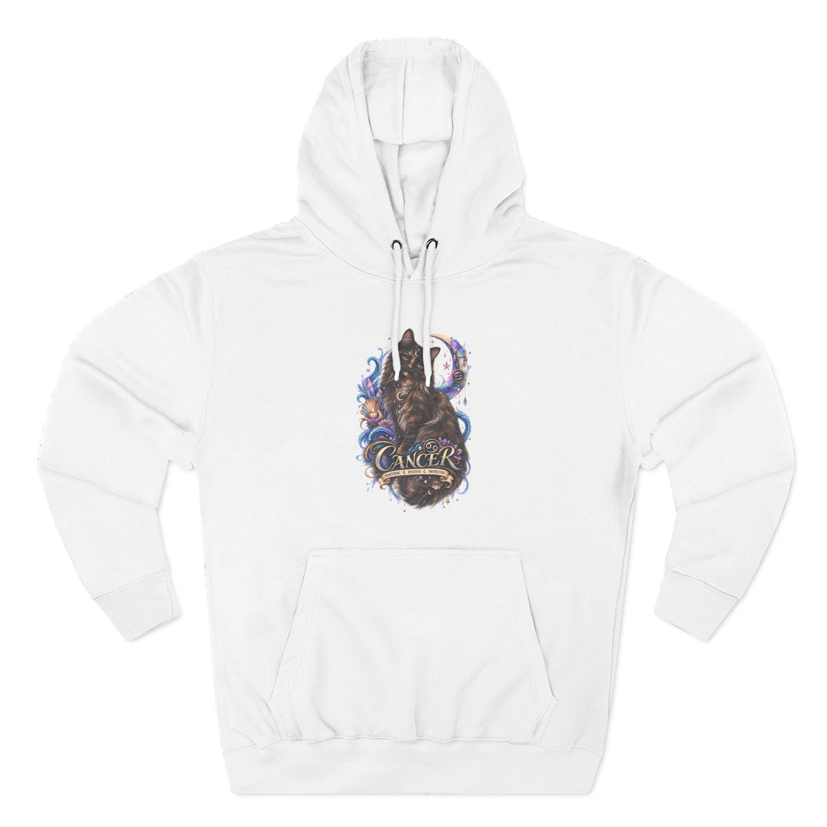 Cancer Tortoiseshell Cat Zodiac Hoodie — Zodiac Cat Graphic Fleece Pullover
