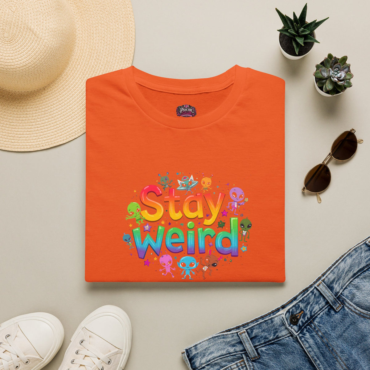 Stay Weird T-Shirt — Colorful Cute Alien Graphic Tee