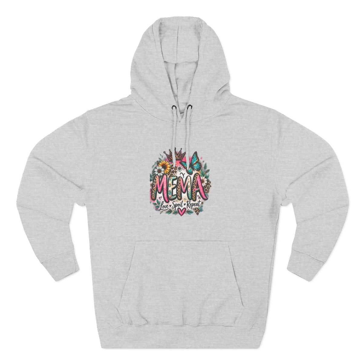 Mema Floral Hoodie — Cozy Fleece Pullover with Sunflower & Succulent Design