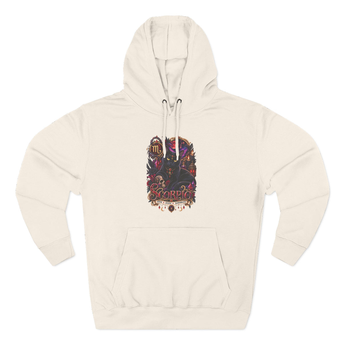 Scorpio Bombay Black Cat Floral Zodiac Hoodie — Intricate Scorpion Zodiac Sign