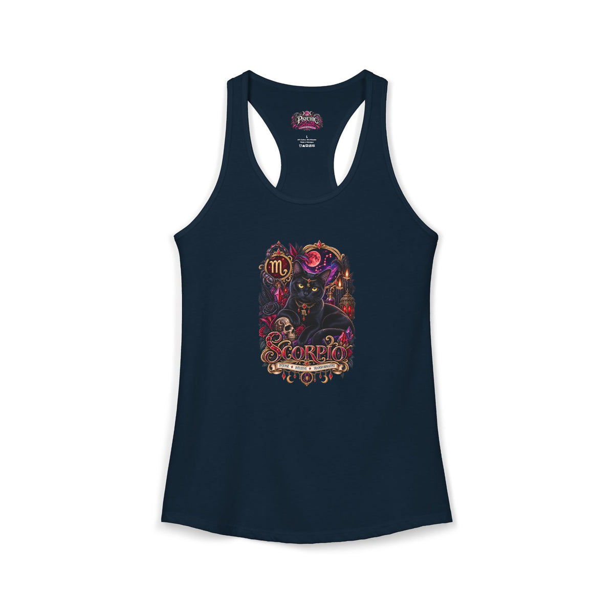 Scorpio Black Cat Bombay Zodiac Tank- Celestial Astrology Cat Lover Tank