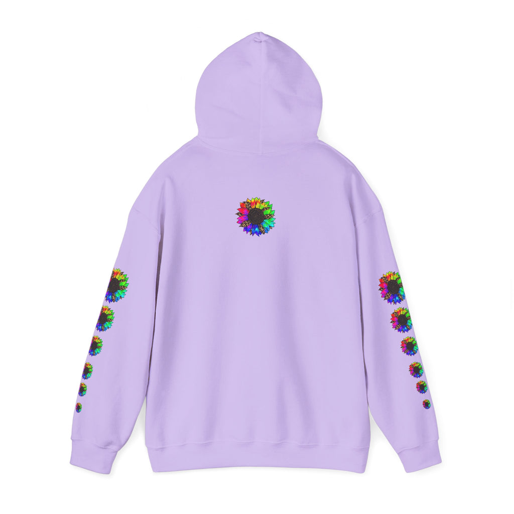 Inspirational Floral Hoodie – "Your Smile is Kind & Beautiful" Rainbow Sunflower Cozy Pullover