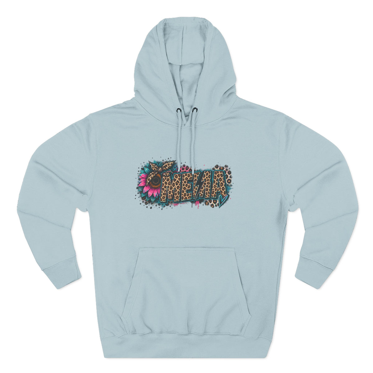 MEMA Leopard Floral Heat Hoodie — Cozy Fleece Pullover with Leopard & Flowers Design