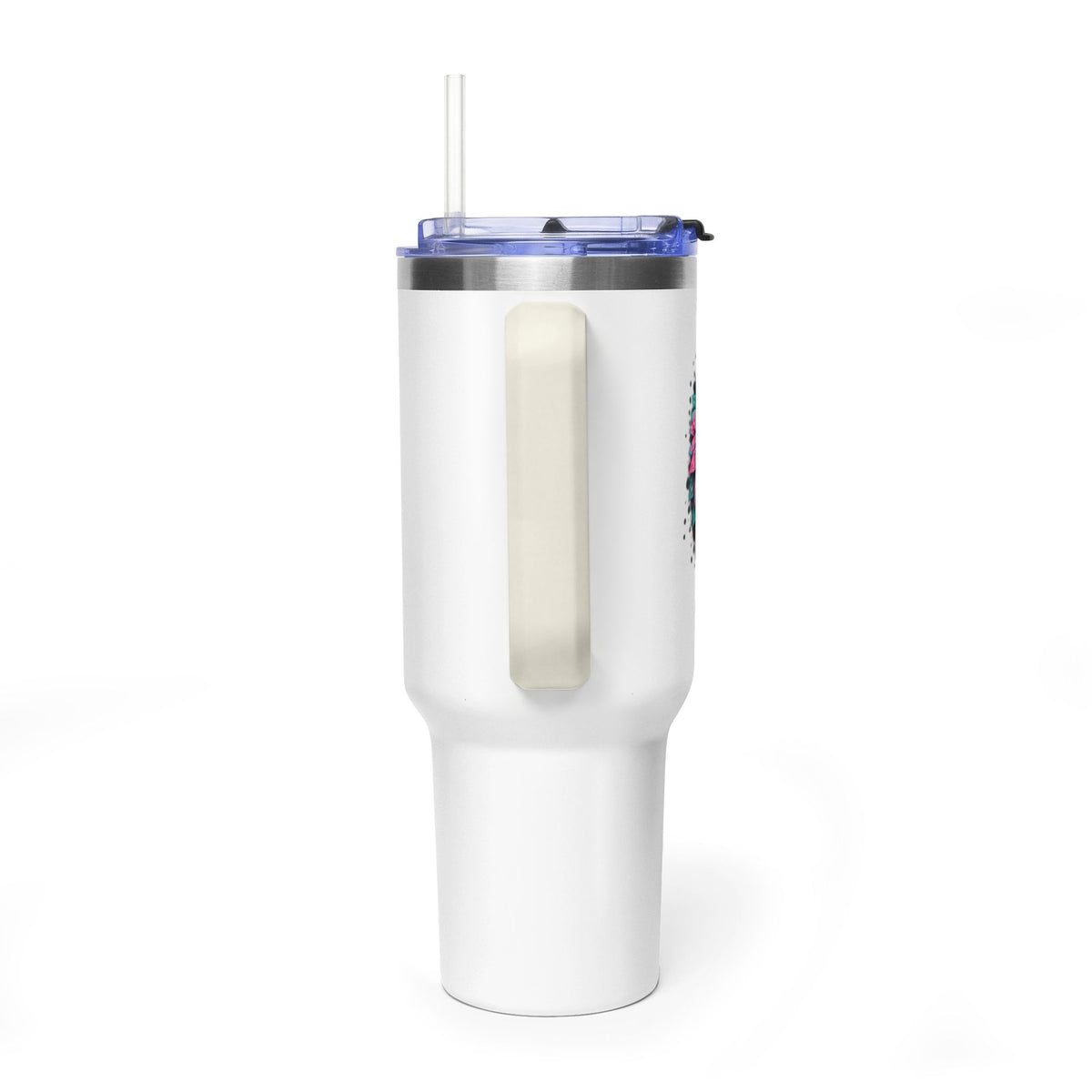40oz Vacuum Tumbler — Mema Leopard Print Floral Design