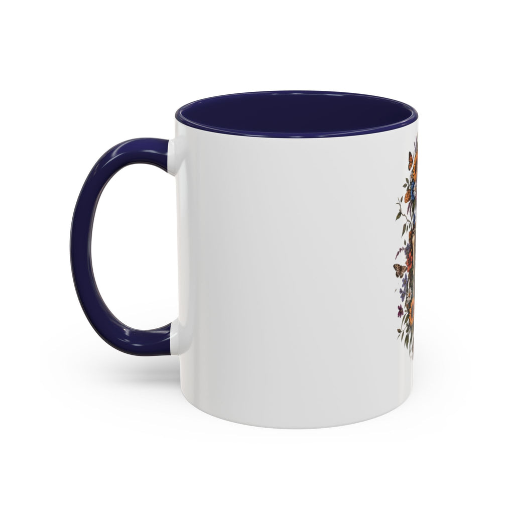 Skull & Moon Floral Coffee Mug — Gothic Botanical Accent Mug