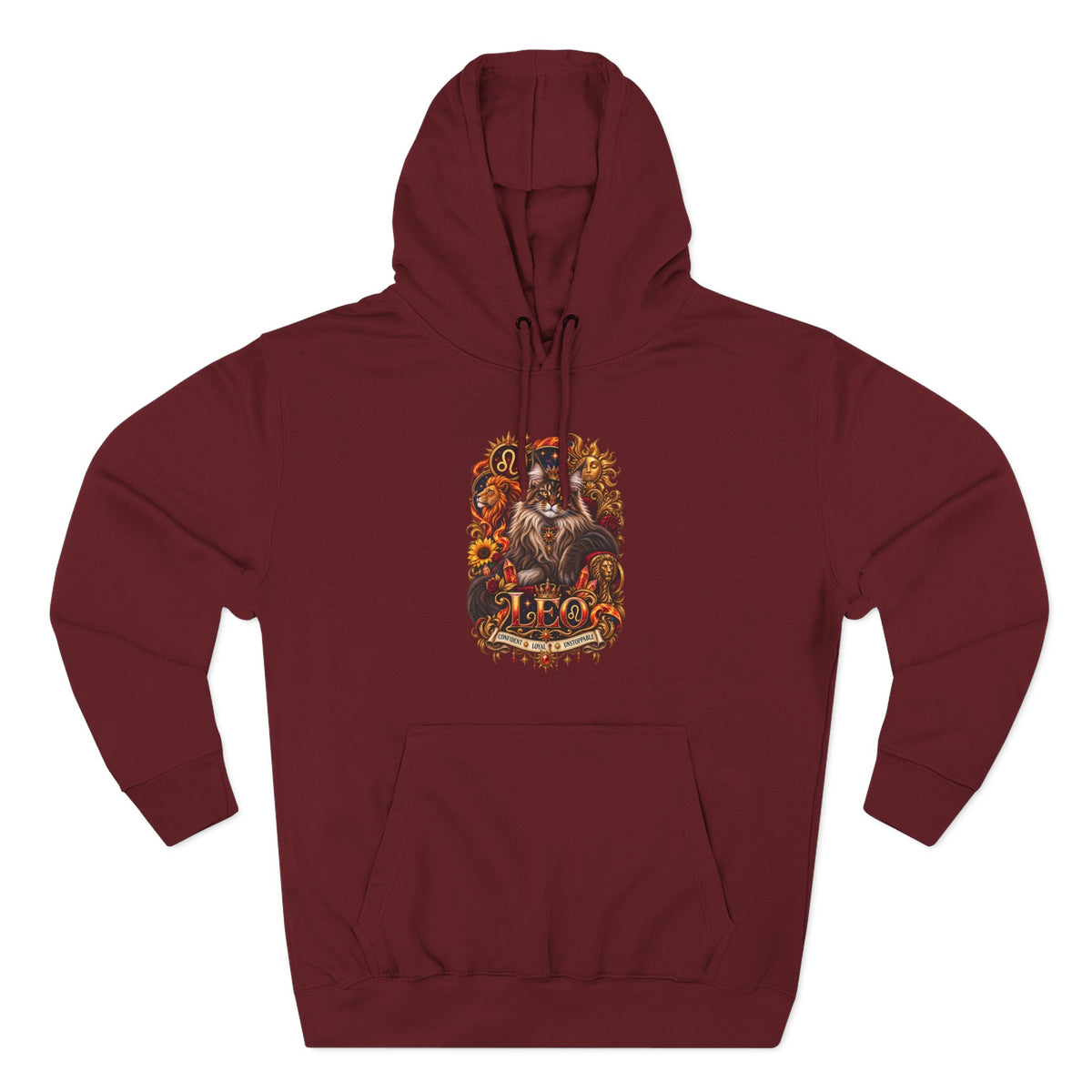 Leo Maine Coon Zodiac Hoodie — Mystical Celestial Cat Astrology Design