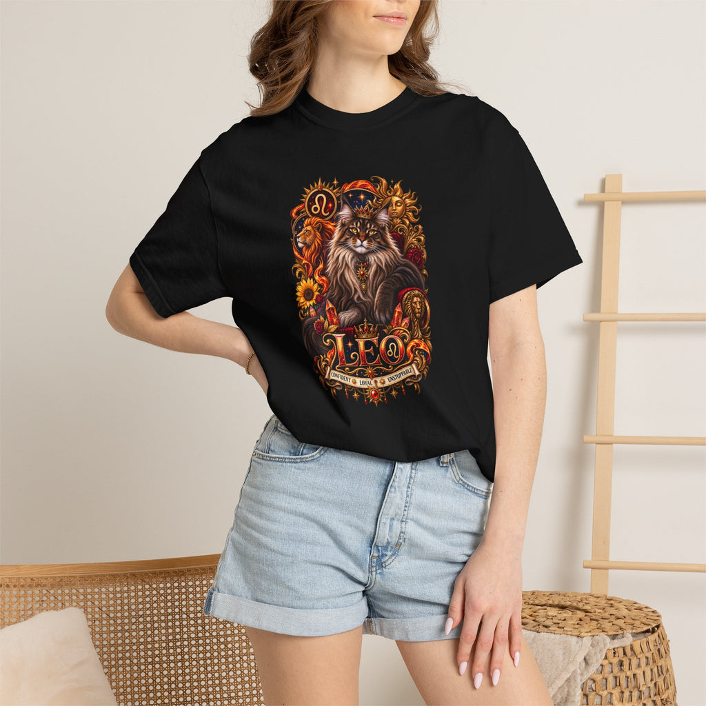Leo Zodiac Cats T-Shirt — Maine coon Astrology Tee