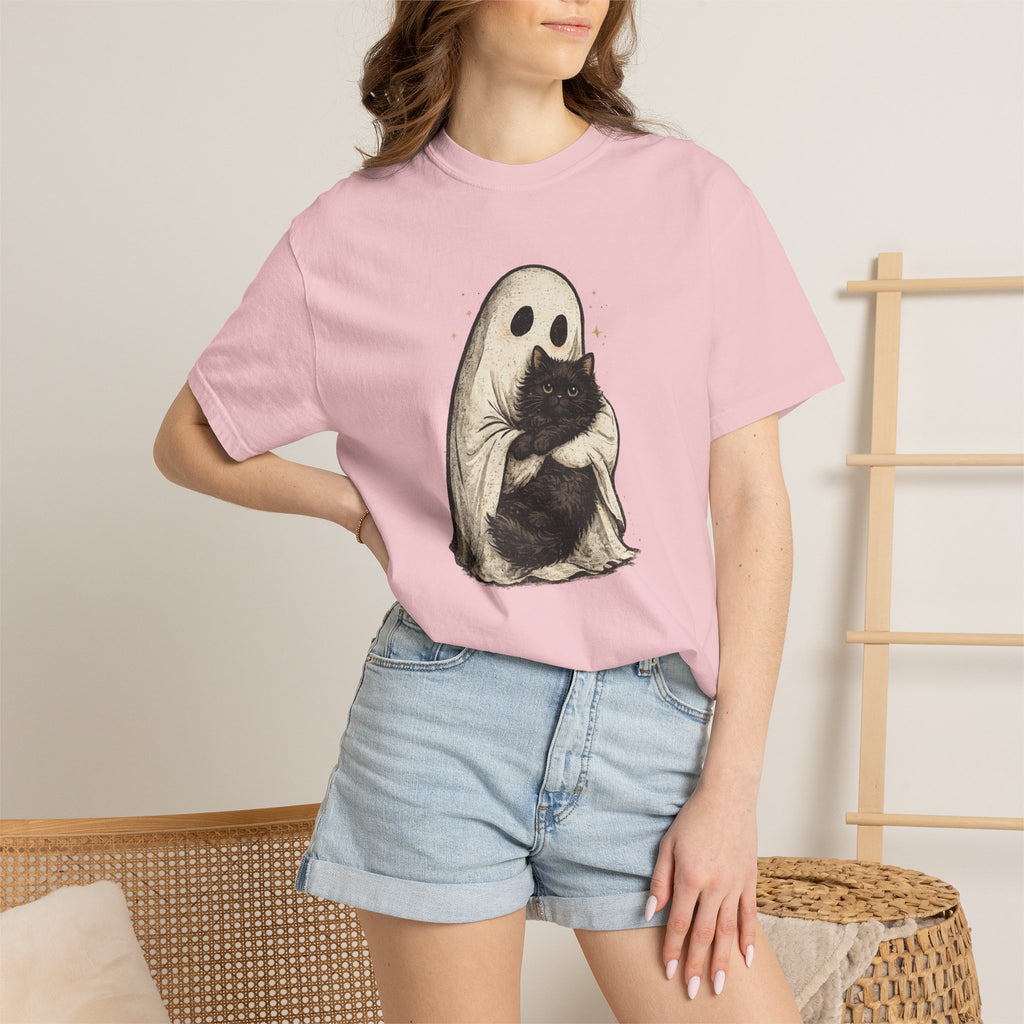 Ghost Hug T-Shirt — Cute Ghost Holding Cat Graphic Tee