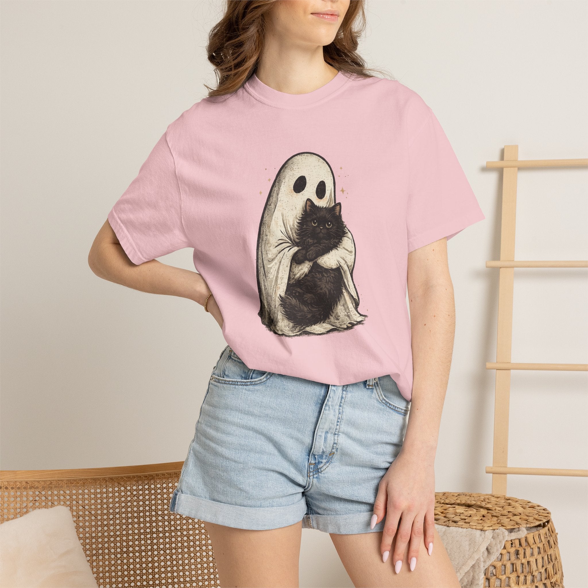 Ghost Hug T-Shirt — Cute Ghost Holding Cat Graphic Tee