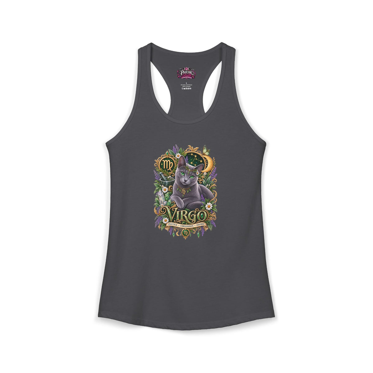 Virgo Russian Blue Zodiac Tank- Celestial Astrology Cat Lover Tank