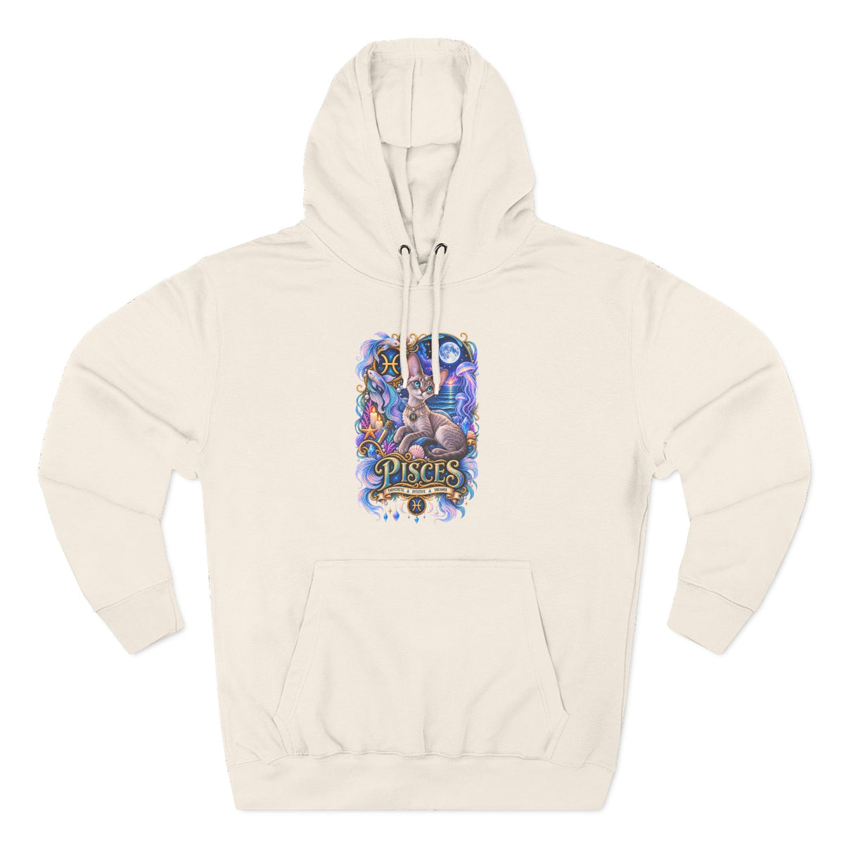 Pisces Zodiac Devon Rex Cat Hoodie — Mystical Watercolor Fish Astrology Pullover